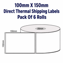 100mm x 150mm Direct Thermal Shipping Labels – Pack of 6 Rolls