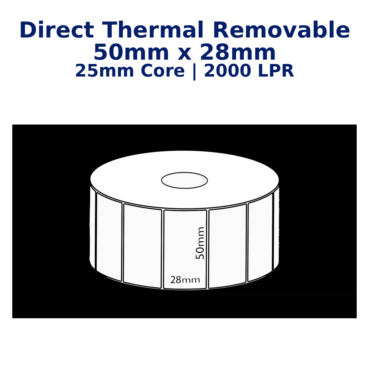 Direct Thermal removable 50x28mm 25mm core 2000 LPR