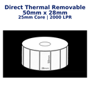 Direct Thermal removable 50x28mm 25mm core 2000 LPR