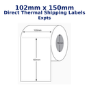 102mm x 150mm Direct Thermal Shipping Labels EXPTS