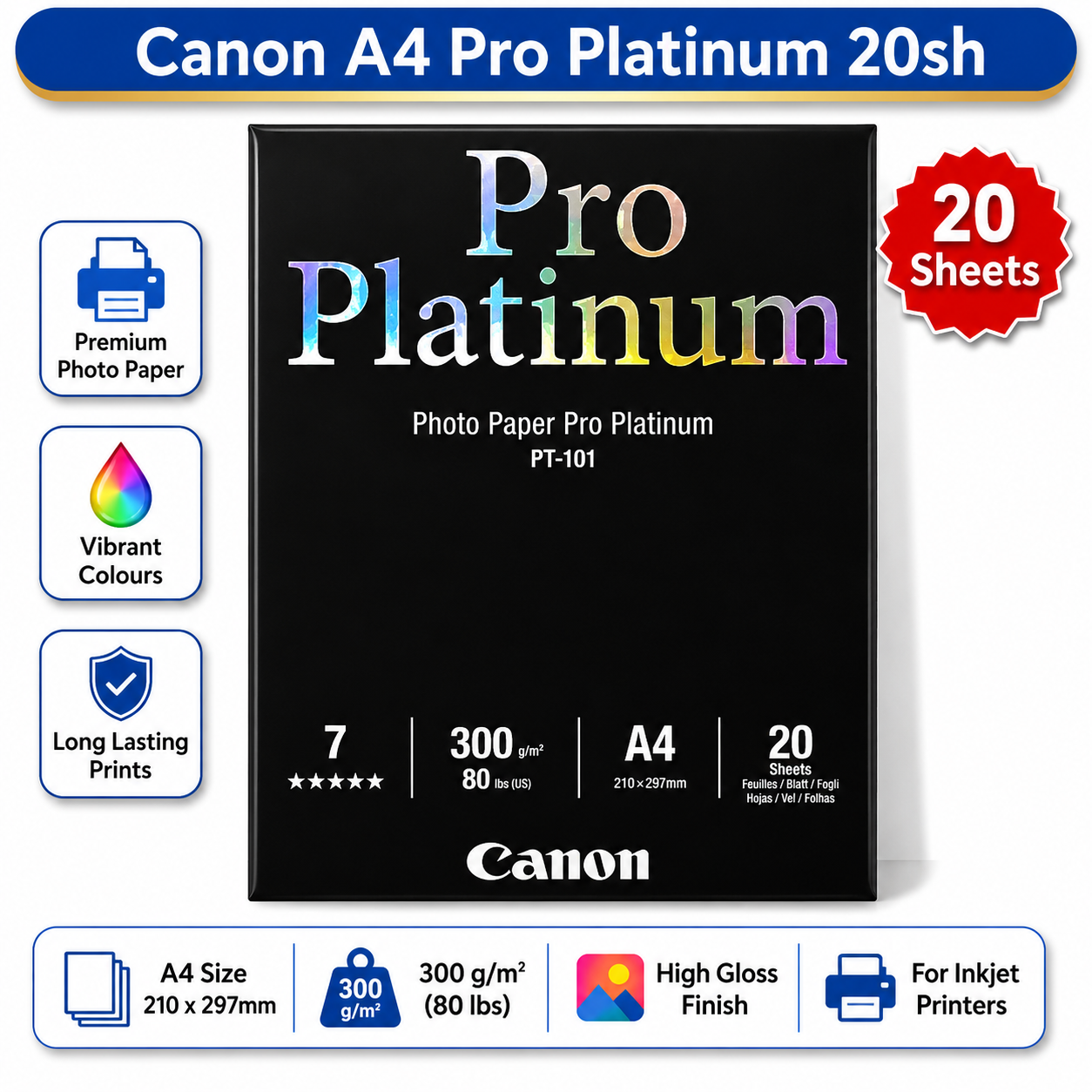 Canon A4 Pro Platinum 20sh
