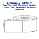 100mm x 149mm x 76mm Core Eco Thermal Shipping Labels, Permanent Adhesive, 1000 LPR