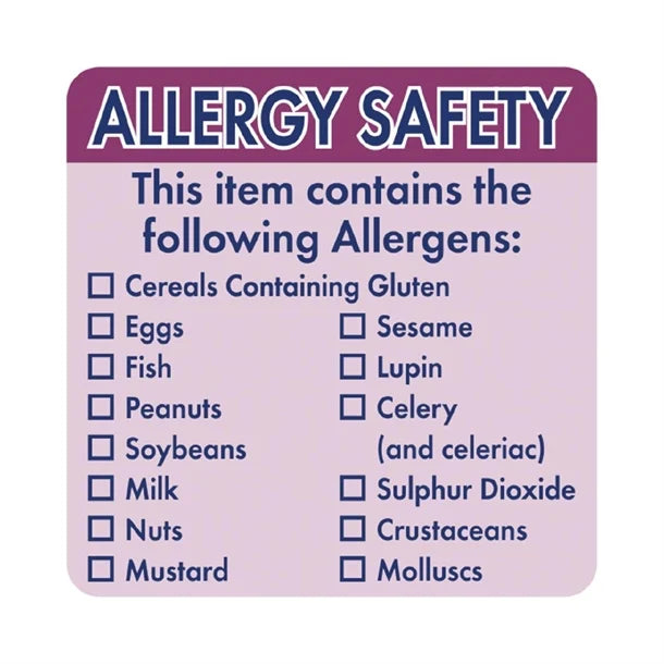 Hygiplas Allergen Food Prep Labels 50mm (500 per Roll)