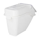 White plastic container with a lid on a white background