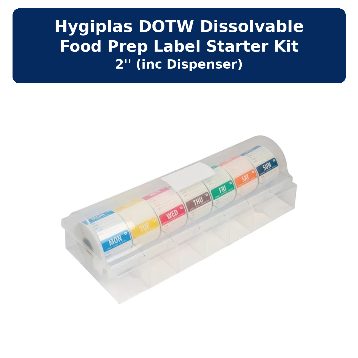 Hygiplas DOTW Dissolvable Food Prep label starter Kit 2'' (inc Dispenser)