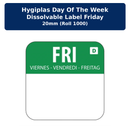 Hygiplas Day of the Week Dissolvable Label Friday 20mm (Roll 1000)