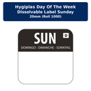 Hygiplas Day of the Week Dissolvable Label Sunday 20mm (Roll 1000)