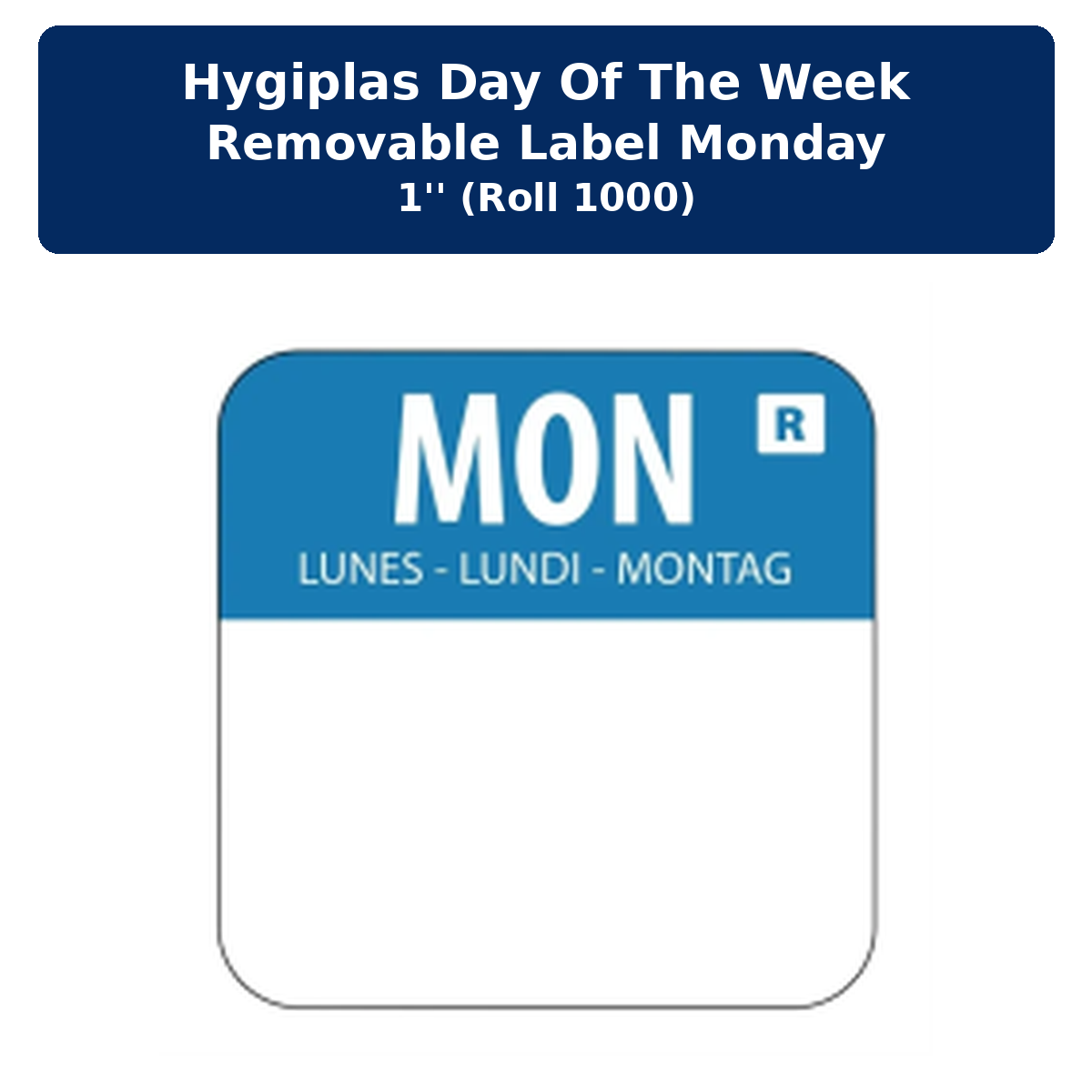 Hygiplas Day of the Week Removable Label Monday 1'' (Roll 1000)