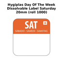 Hygiplas Day of the Week Dissolvable Label Saturday 20mm (Roll 1000)