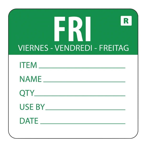 Hygiplas Day Of the Week Removable Food Prep Label Friday 50mm (Roll 500)