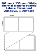Labels Now 102mm x 150mm - White Thermal Transfer Fanfold Labels, Permanent Adhesive, (3000/box)