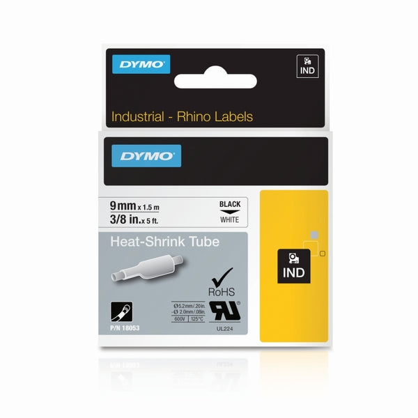 Dymo Rhino Industrial Heat Shrink Tube 9mm Blk/Wht