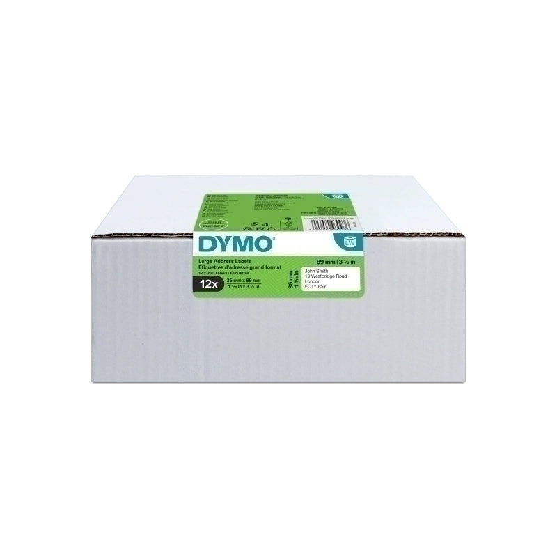 Dymo Label Writer Large Address Labels 36mm x 89mm - 12 Rolls