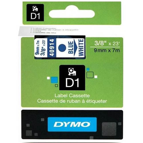 Dymo D1 Label Cassette 9mm x 7M - Blue on White