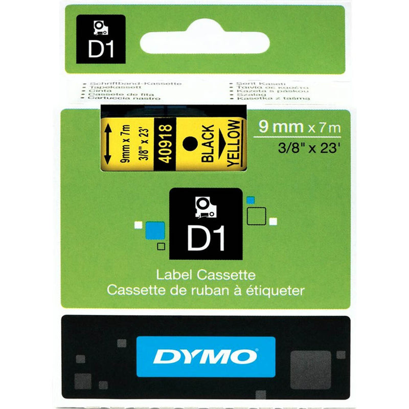 Dymo D1 Label Cassette 9mm x 7M - Black on Yellow