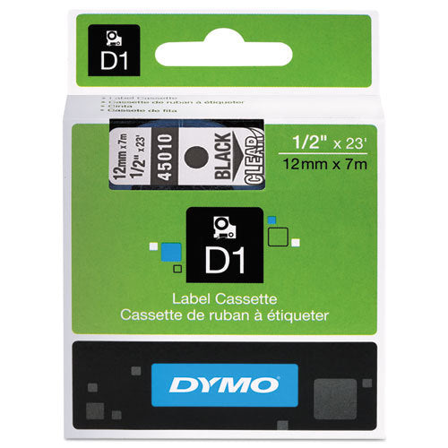 Dymo D1 Label Cassette 12mm x 7M - Black on Clear