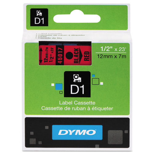 Dymo D1 Label Cassette 12mm x 7M - Black on Red