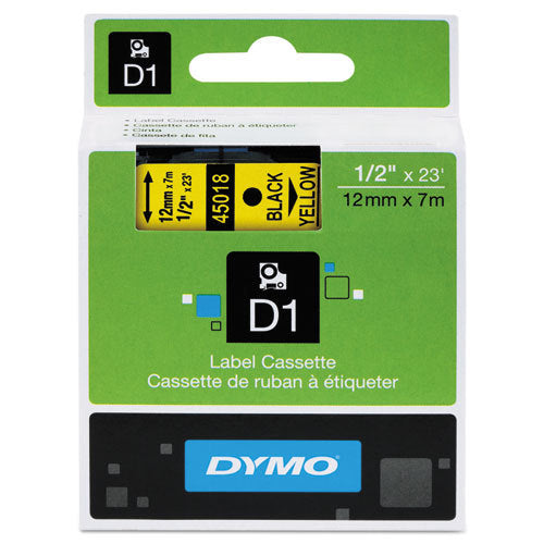 Dymo D1 Label Cassette 12mm x 7M - Black on Yellow