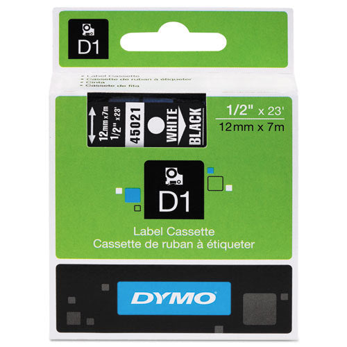 Dymo D1 Label Cassette 12mm x 7M - White on Black