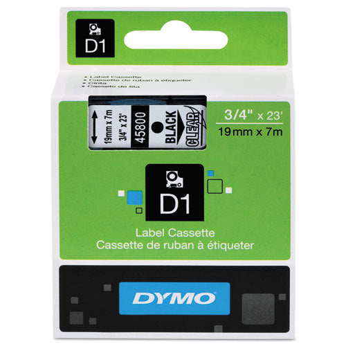 Dymo D1 Label Cassette 19mm x 7M - Black on Clear