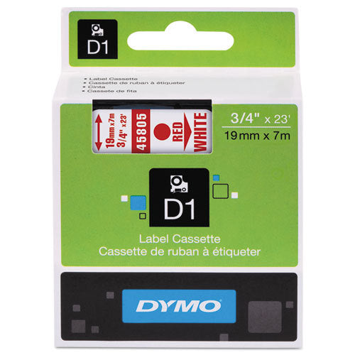 Dymo D1 Label Cassette 19mm x 7M - Red on White