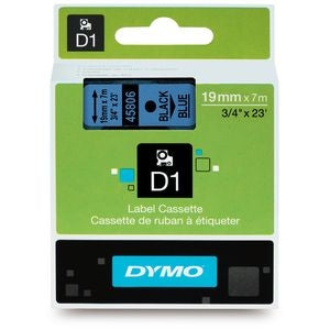 Dymo D1 Label Cassette 19mm x 7M - Black on Blue