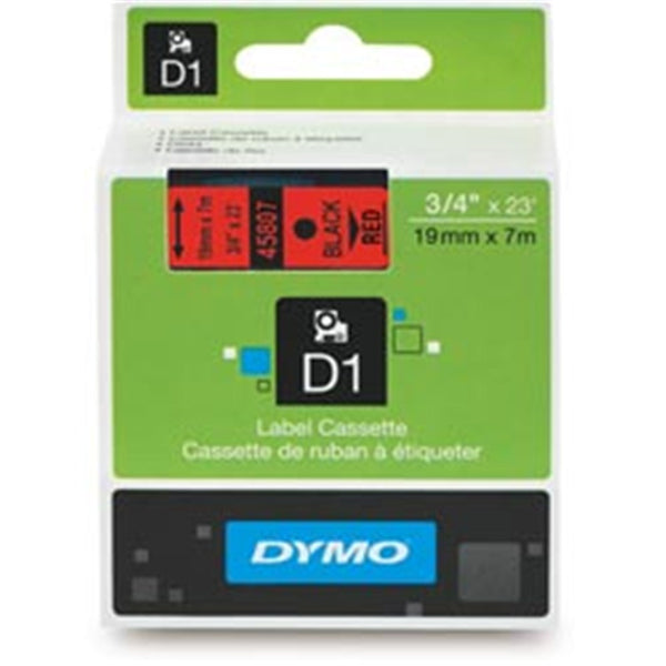 Dymo D1 Label Cassette 19mm x 7M - Black on Red