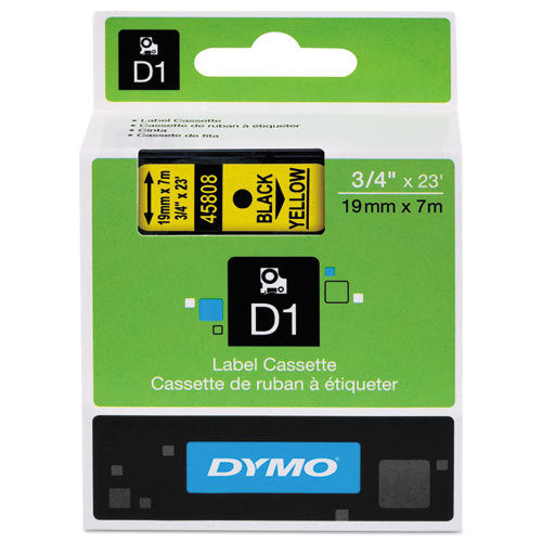 Dymo D1 Label Cassette 19mm x 7M - Black on Yellow