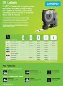 Dymo D1 Label Cassette 12mm x 7M - Black on Red